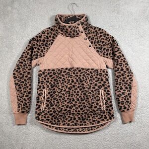Abercrombie & Fitch Sweater Womens Small Tan Leopard Fleece Pullover